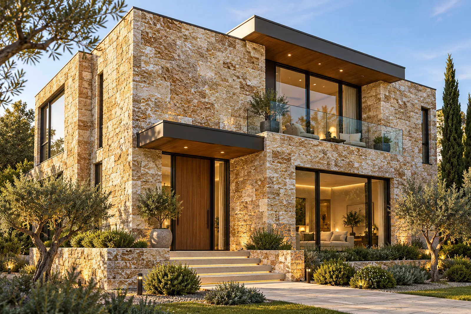 A modern villa finished in Golden Split Face